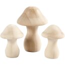 Pilze aus Holz natur im 3 er Set 4,5-6,5cm
