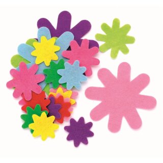 Glorex Filz - Blumen 50St, 3-5cm, bunt