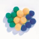 Pompons gelb, blau, grün 20mm zu 50 Stk.