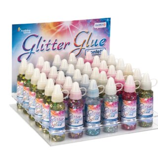 Glorex Glitterglue Display Confetti 36 Tuben a 53ml