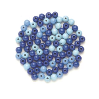 Glorex Holzperlen 10mm zu 47 Stk.  blau mix