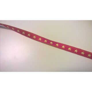 Webband schmal Sternchen 7mm breit Neongelb/Pink je Meter