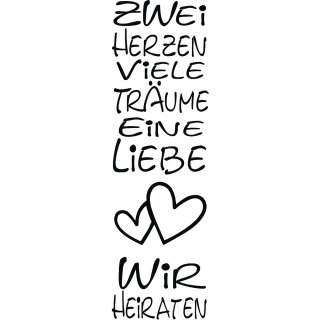 Stempel, Zwei Herzen, Viele Tr„ume..., 4x12 cm