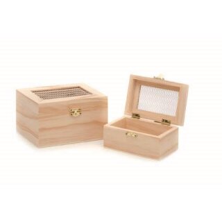 Holzboxen-Set mit Gitter 15x11x9/12x8x7cm FSC