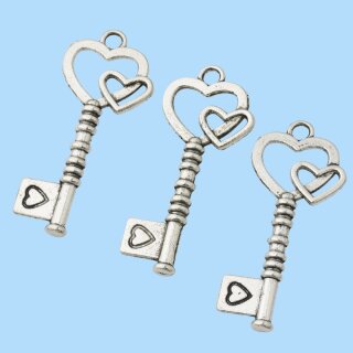 Miniatur Schlüssel Herzfomr 3 Schlüssel 45mm