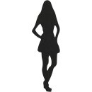 Silhouette Frau aus Papier, schwarz mit 3-D Klebepunkten...